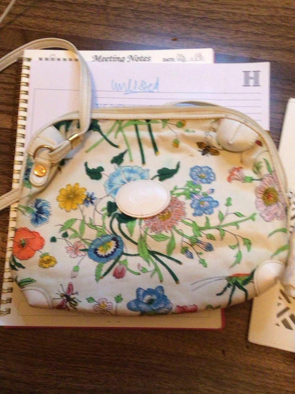 Gucci Cream Floral Print Crossbody Bag
